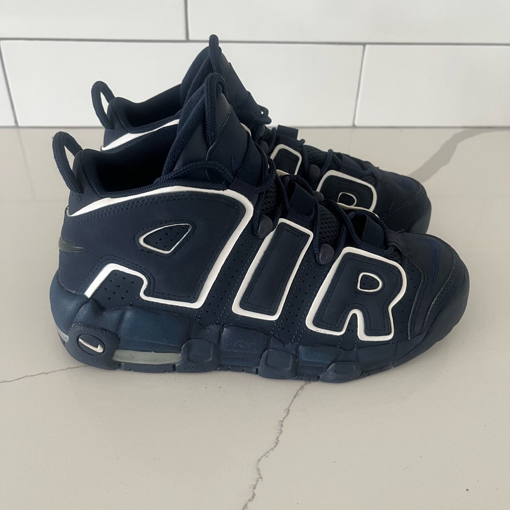 Nike Air More Uptempo GS Obsidian Navy White 415082-401 Youth Size 6Y Authentic
